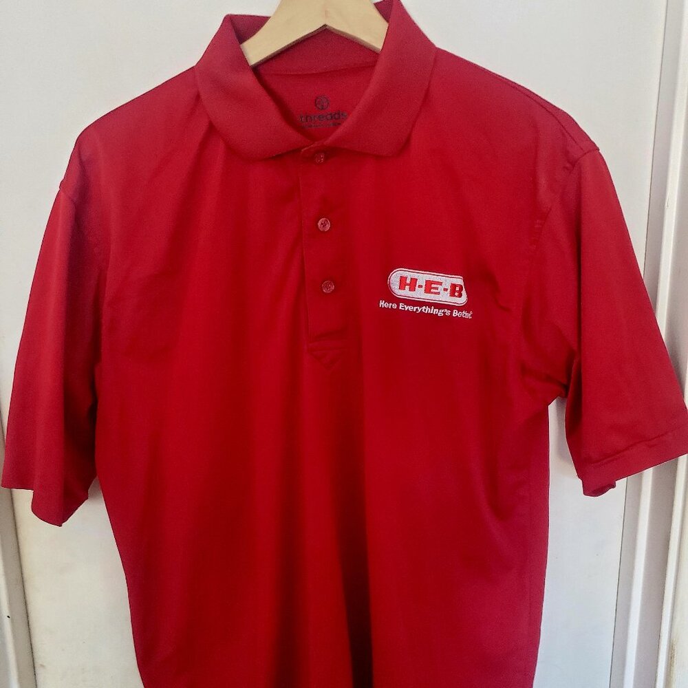 HEB Employee Uniform Short Sleeve Red Polo Shirt Men's Size M
